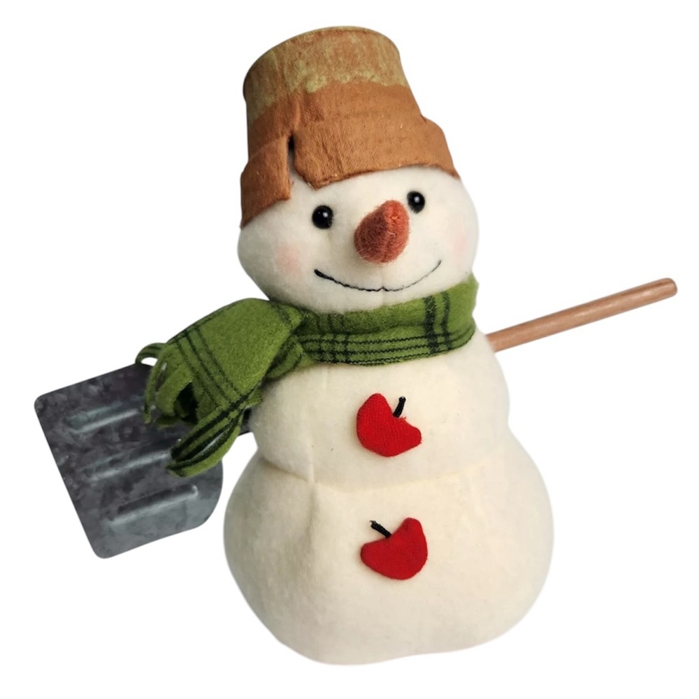 Hallmark Mitford Snowman Plush 14” w Snow Shovel & Flower Pot Hat, Max gardening